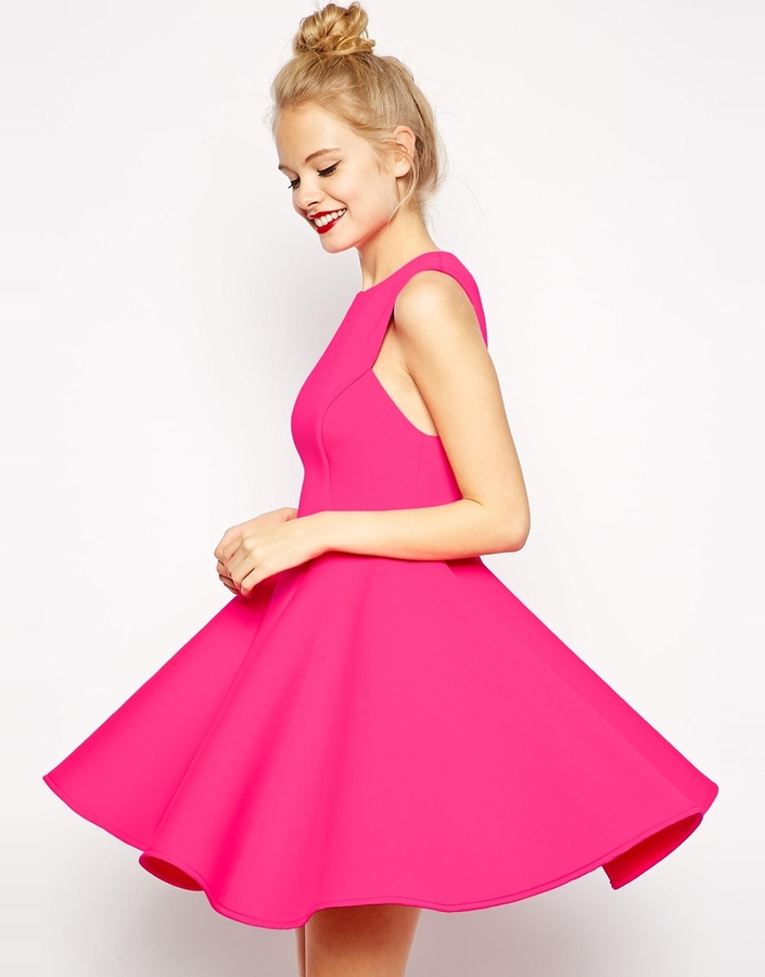 hot pink flare dress