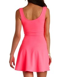 Charlotte Russe Neon Plunging Sweetheart Skater Dress