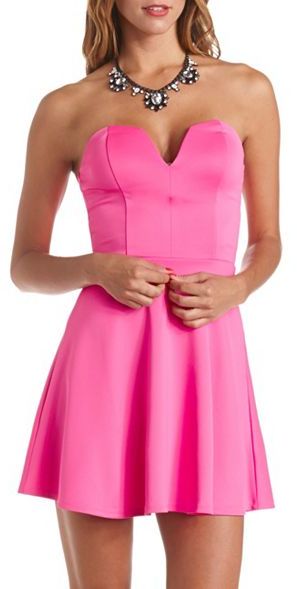 Charlotte Russe Plunging Sweetheart Skater Dress, $26 | Charlotte Russe ...