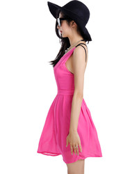 Choies Pink Skate Dress With Cross Backless