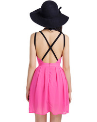 Choies Pink Skate Dress With Cross Backless