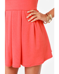 LuLu*s Lulus Good Mood Coral Pink Skater Dress