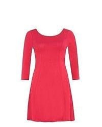 New Look Pink 34 Sleeve Round Neck Skater Dress
