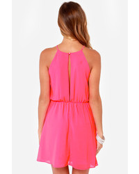 LuLu*s Up To Something Neon Pink Dress