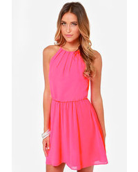 LuLu*s Up To Something Neon Pink Dress