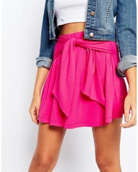Asos Collection Skater Skirt In Jersey With Tie Knot Waist Detail