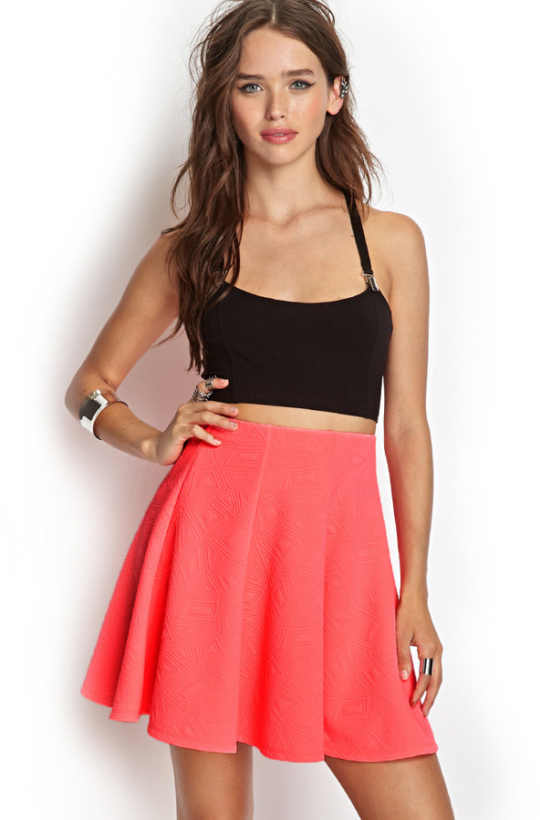 Forever 21 Textured Geo Skater Skirt, $19 | Forever 21 | Lookastic