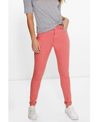 Boohoo Amy 5 Pocket High Rise Pink Skinny Jeans