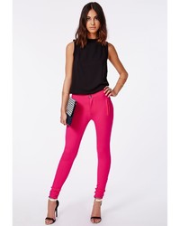 Missguided Alanna Stretch Skinny Trousers Hot Pink