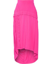 Preen Line Sandy Ruffled Stretch Jersey Midi Skirt Bright Pink