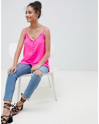 ASOS DESIGN Button Front Cami With Ruffle Detail