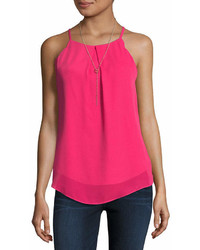 By And By Byby Sleeveless Scoop Neck Crepe Blouse Juniors