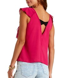 Charlotte Russe Front Ruffle Bow Back Top