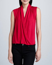 Magaschoni Sleeveless Faux Wrap Top Rose