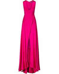 Hot Pink Slit Evening Dress