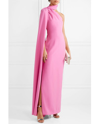 Brandon Maxwell Draped One Shoulder Crepe Gown