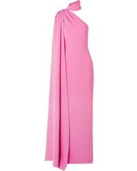 Brandon Maxwell Draped One Shoulder Crepe Gown
