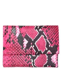 Hot Pink Snake Leather Clutch