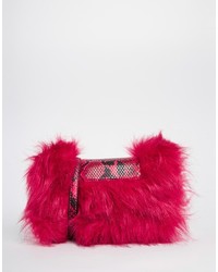 Asos Collection Snake And Faux Fur Mini Cross Body