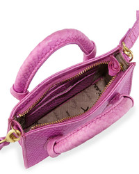 Foley + Corinna Gigi Snake Embossed Leather Petite Crossbody Bag Fuchsia