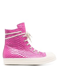 Hot Pink Snake Leather High Top Sneakers