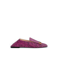 Hot Pink Snake Leather Loafers