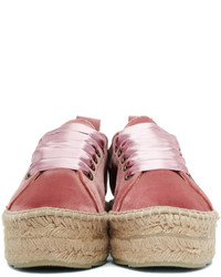 Manebi Pink Velvet Hamptons Sneaker Espadrilles