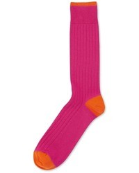 Charles Tyrwhitt Pink Plain Cotton Rib Socks