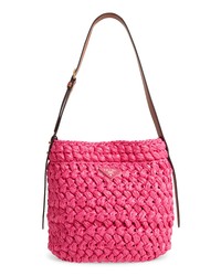 Hot Pink Straw Bucket Bag