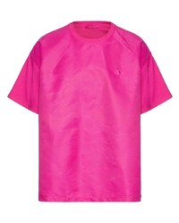 Hot Pink Studded Crew-neck T-shirt