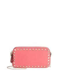Hot Pink Studded Leather Clutch