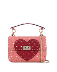 Hot Pink Studded Leather Crossbody Bag