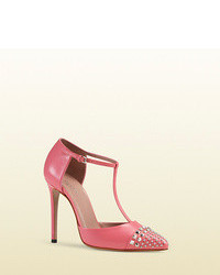 Hot Pink Studded Leather Pumps