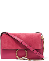 Chloé Faye Small Suede And Leather Shoulder Bag Pink
