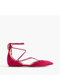 J.Crew Suede Lace Up Pointed Toe Flats