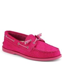 Hot Pink Suede Boat Shoes