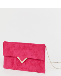 Accessorize Bright Pink Foldover V Bar Clutch Bag