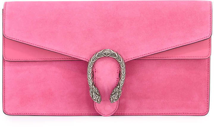 Sold at Auction: Gucci Pink Suede Nailhead Pochette Bag