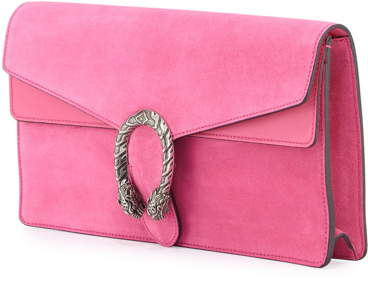 Sold at Auction: Gucci Pink Suede Nailhead Pochette Bag