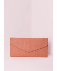 Missguided Pink Faux Suede Envelope Clutch Bag