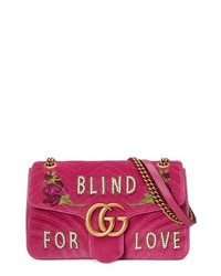 Gucci Gg Marmont 20 Imitation Pearl Embellished Velvet Crossbody Bag