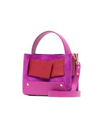 Yuzefi Pink And Red Dinky Leather And Suede Shoulder Bag