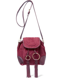 See by Chloe See By Chlo Polly Taseled Leather Trimmed Suede Shoulder Bag Pink