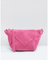 Asos Suede Cross Body Bag With V Flap