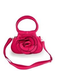 TheDapperTie Dark Pink Super Soft Leather Like Flower Crossbody Sling Handbag F56
