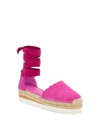 Hot Pink Suede Espadrilles for Women 