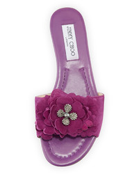 Jimmy Choo Neave Floral Suede Slide Sandal Madeline