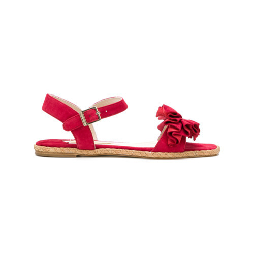 red ruffle sandals