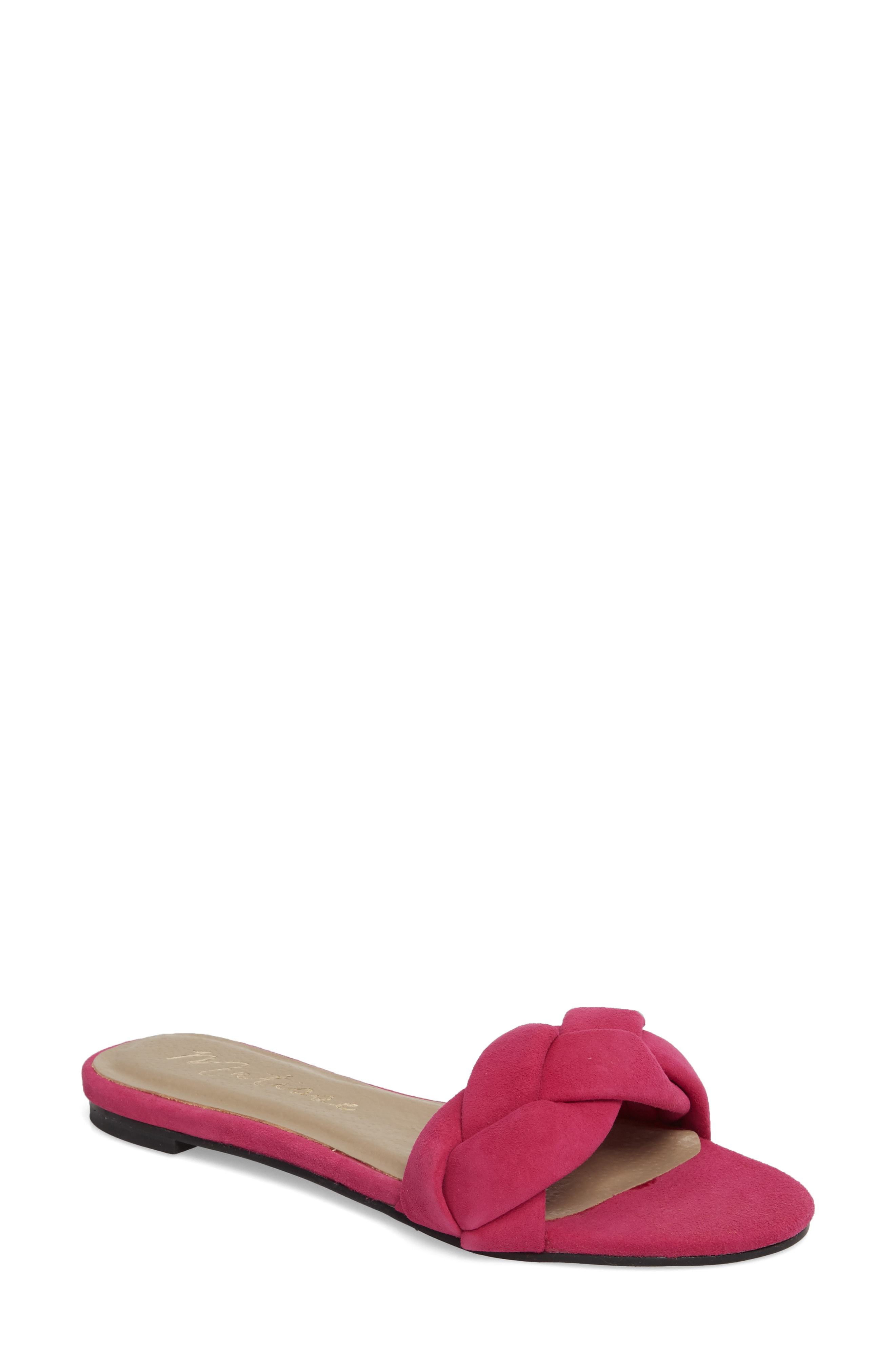 hot pink slide sandals