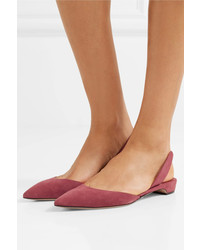 Paul Andrew Rhea Suede Point Toe Flats Antique Rose